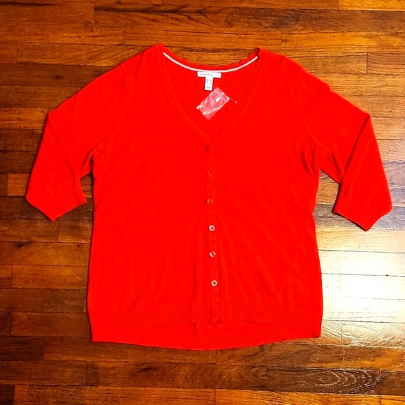 Isaac Mizrahi Sweaters - Isaac Mizrahi Live! Red Womens V-Neck Cardigan Sweater